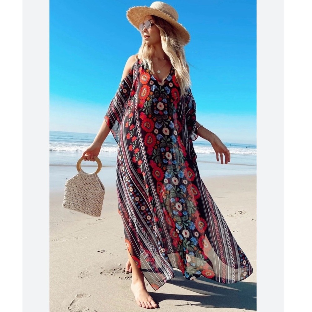 SHOW ME YOUR MUMU Bright Floral Swim Cover Up Size Large Beach Vacation